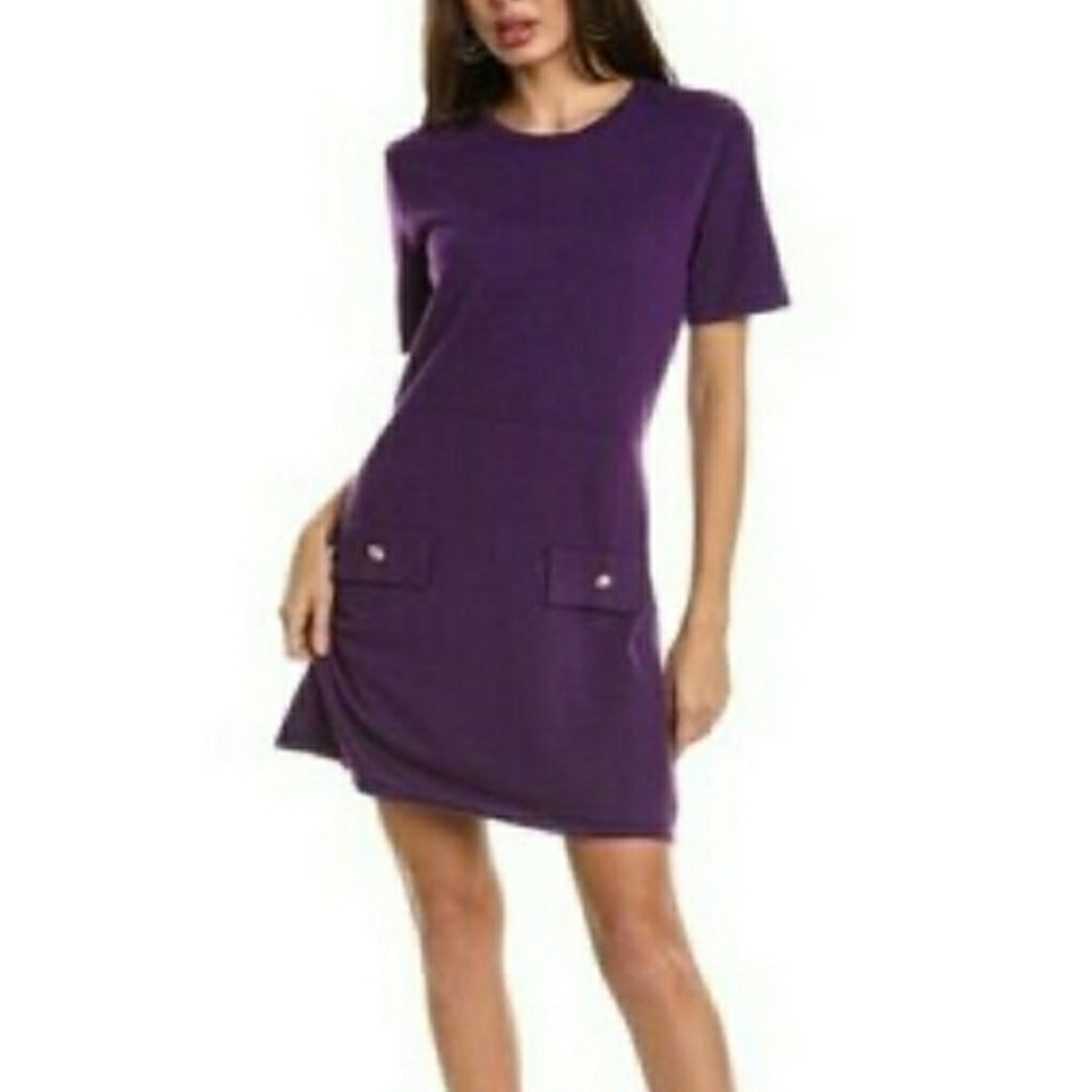 Area Stars Knit Short Sleeve Dress in Purple. Size: Medium